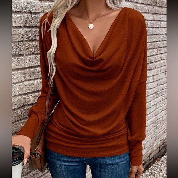 Boho draped front batwing sleeve top - Picture 11 of 15